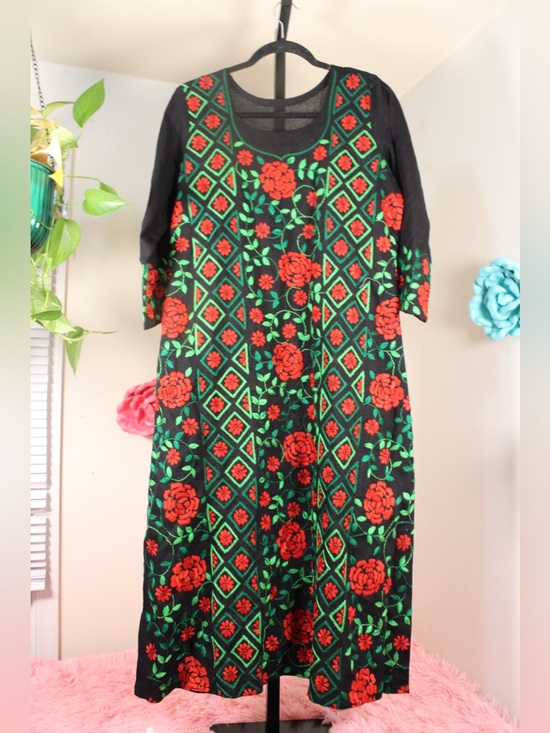handmade Dresses & Skirts - Rare Handmade Kantha Embroidered Bangladesh Cotton Dress
